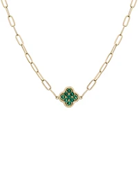 Lab-Grown Emerald Clover Pendant Necklace (1/5 ct. t.w.) in 14k Gold-Plated Sterling Silver, 16" + 2" extender