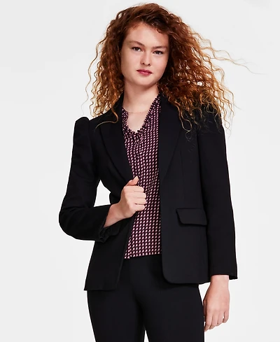 CeCe Women's Puff-Shoulder Open Front Long Sleeve Blazer