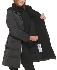 Calvin Klein Women's Sherpa-Trimmed Hooded Down Puffer Coat