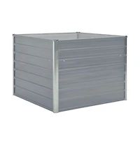 Raised Garden Bed 39.4"x39.4"x30.3" Galvanized Steel Gray