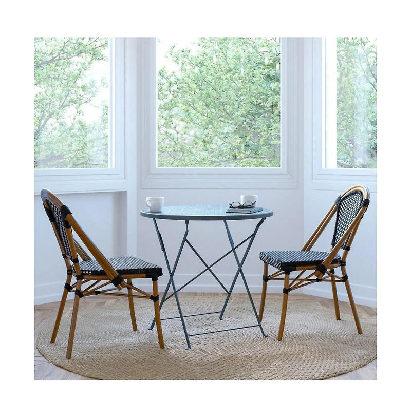 Merrick Lane Sacha Stacking Bistro Chair With Pe Seat And Back And Aluminum Frame For Indoor/Outdoor Use