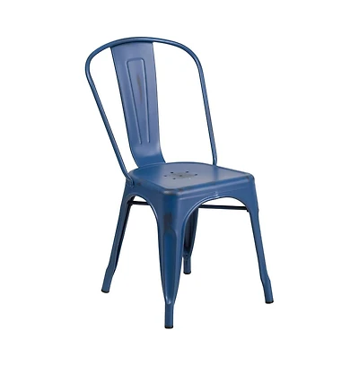 Banks Indoor/Outdoor Stacking Metal Dining Chair With Single Slat Back And Distressed Powder Coated Finish