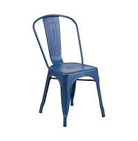 Banks Indoor/Outdoor Stacking Metal Dining Chair With Single Slat Back And Distressed Powder Coated Finish