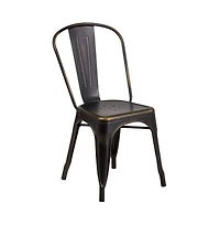 Banks Indoor/Outdoor Stacking Metal Dining Chair With Single Slat Back And Distressed Powder Coated Finish
