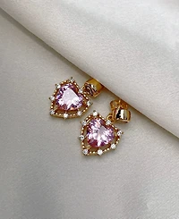 Heymaeve 18k Gold-Plated Cubic Zirconia Heart Drop Earrings