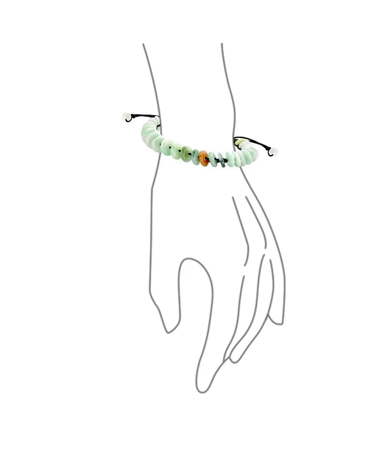Bling Jewelry Natural Light Green Jade Multi Donut Disc Bracelet Adjustable Cord 7-9”
