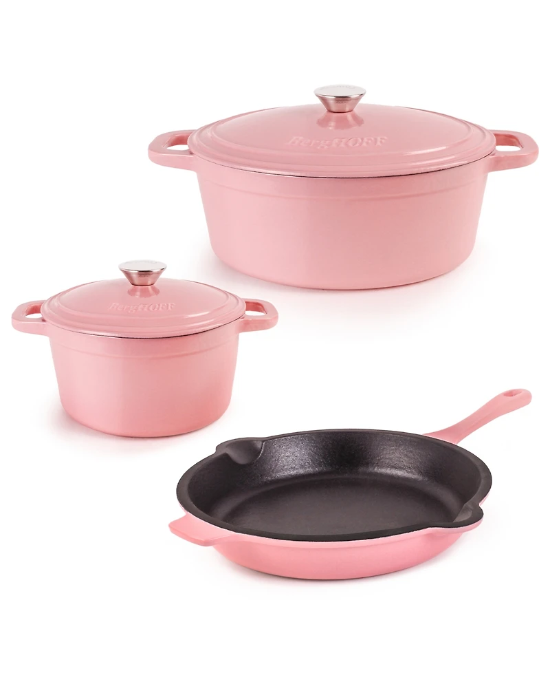 BergHOFF Neo 5pc Cast Iron Dutch Oven Set with 10" Fry Pan, 3qt. & 5qt.