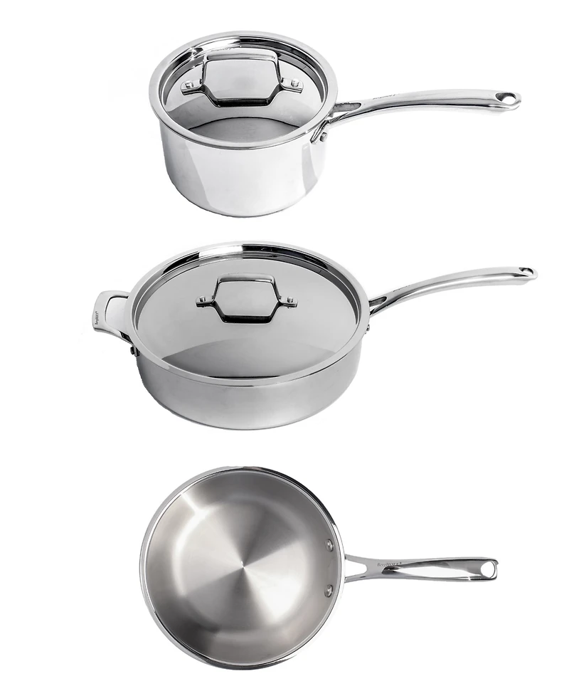 BergHOFF Professional 5pc Tri-Ply 18/10 Stainless Steel Starter Cookware Set, Ss Lids