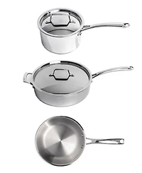 BergHOFF Professional 5pc Tri-Ply 18/10 Stainless Steel Starter Cookware Set, Ss Lids