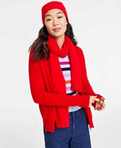 Charter Club Womens Cashmere Beanie Scarf Sweater Cardigan Created For Macys