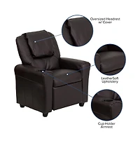 Contemporary Kids Recliner Chair With Cup Holder And Headrest