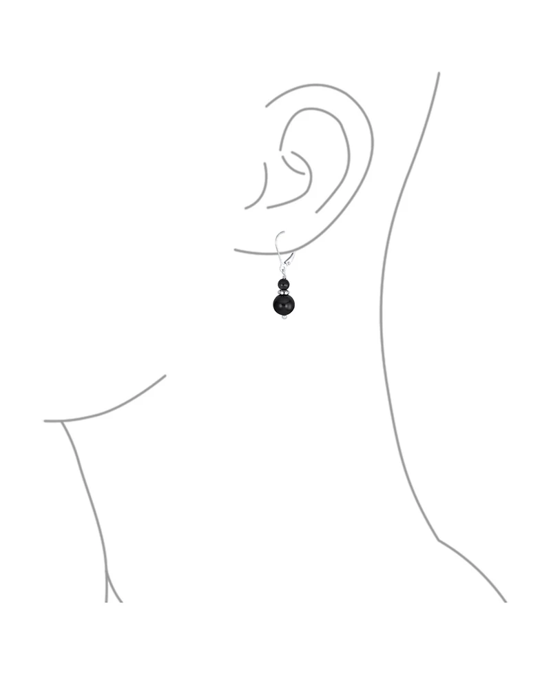 Bling Jewelry Natural Stones Boho Bali Milgrain Edged Beaded Rondel Separator Double Ball Round Drop Dangle Earrings Sterling Silver Lever back