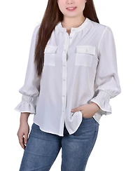 Ny Collection Women's Long Sleeve Y-neck Blouse