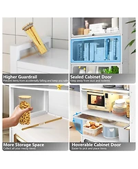 Mega Casa 3 Door Accent Cabinet, 4 Tier Kitchen Organizer Shelf, White
