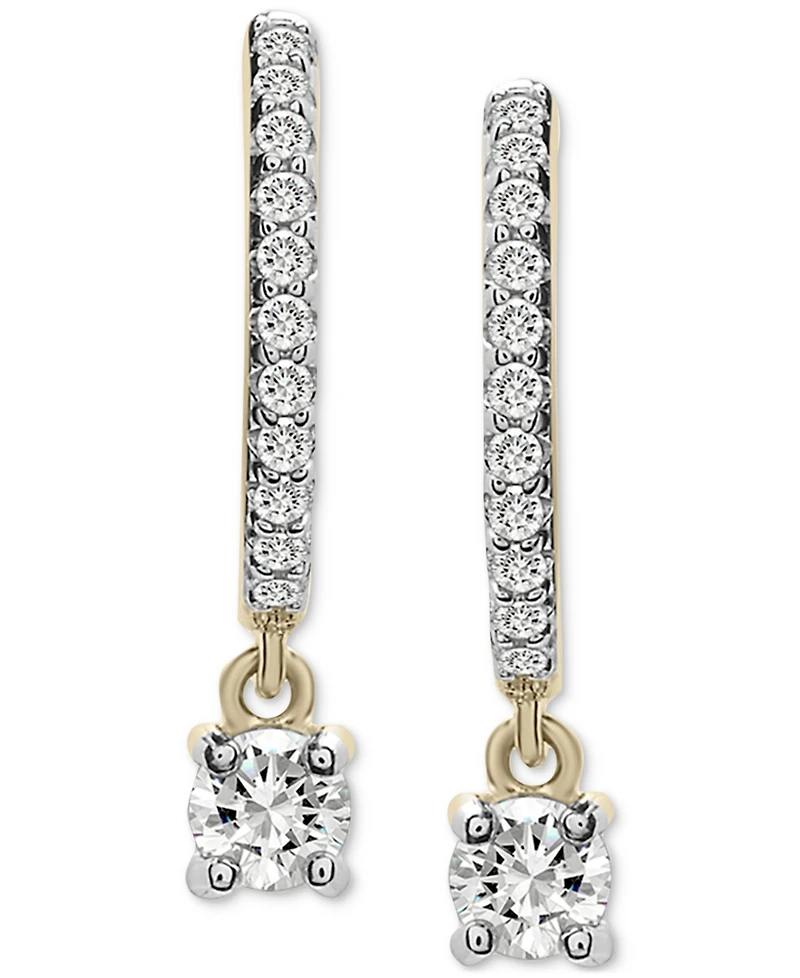 Wrapped Diamond Dangle Hoop Earrings (1/4 ct. t.w.) in 14k Gold, Created for Macy's