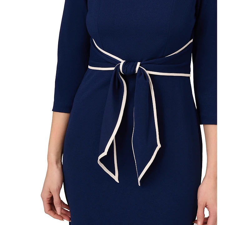 Adrianna Papell Women's Tipped Tie-Front 3/4-Sleeve Dress
