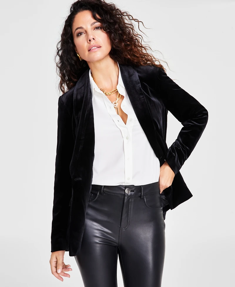 I.n.c. International Concepts Women's Petite Velvet Blazer, Created for Macy's