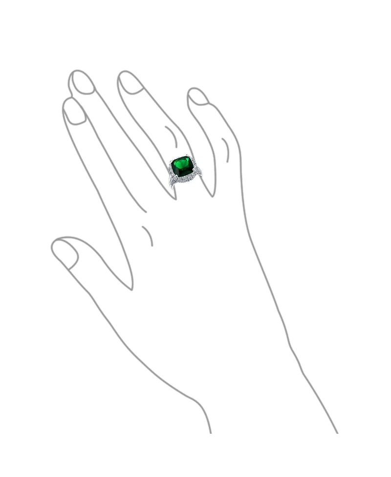 Bling Jewelry Large Fashion Solitaire Cubic Zirconia Pave Cz Cushion Cut 7CTW Green Cocktail Statement Ring