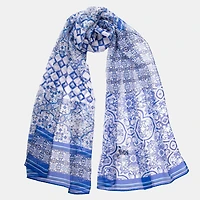Miramar - Long Sheer Silk Scarf for Women - Blue
