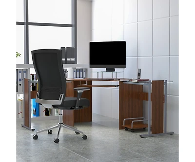 Laminate Corner Desk With Pull-Out Keyboard Tray And Cpu Cart