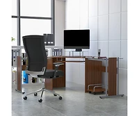 Laminate Corner Desk With Pull-Out Keyboard Tray And Cpu Cart