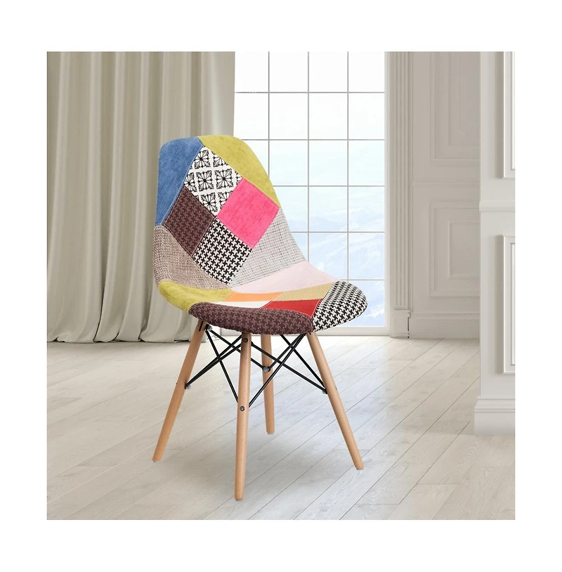 Fabric Accent Dining Chair With Wooden Legs