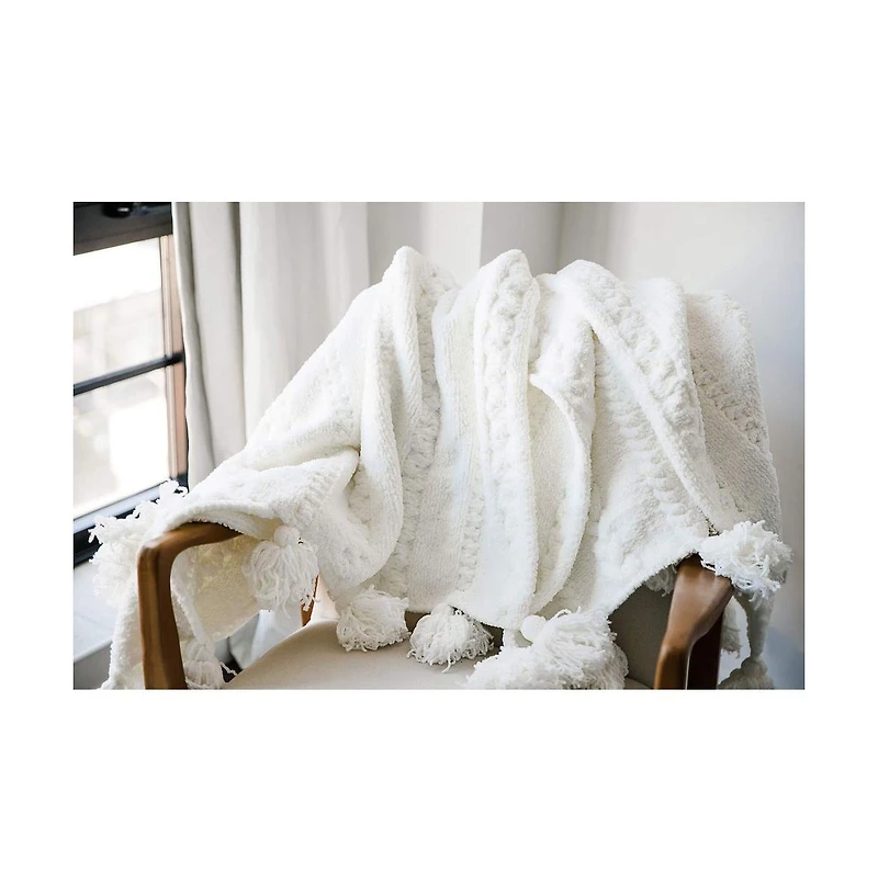 Sunday Citizen Braided Pom Throw, 52" x 75"