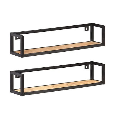 Wall Shelves 2 pcs 31.5" Rough Mango Wood