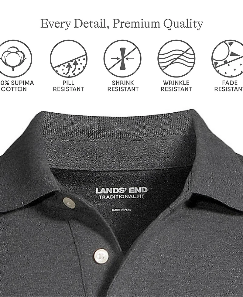 Lands' End Men's Long Sleeve Cotton Supima Polo Shirt