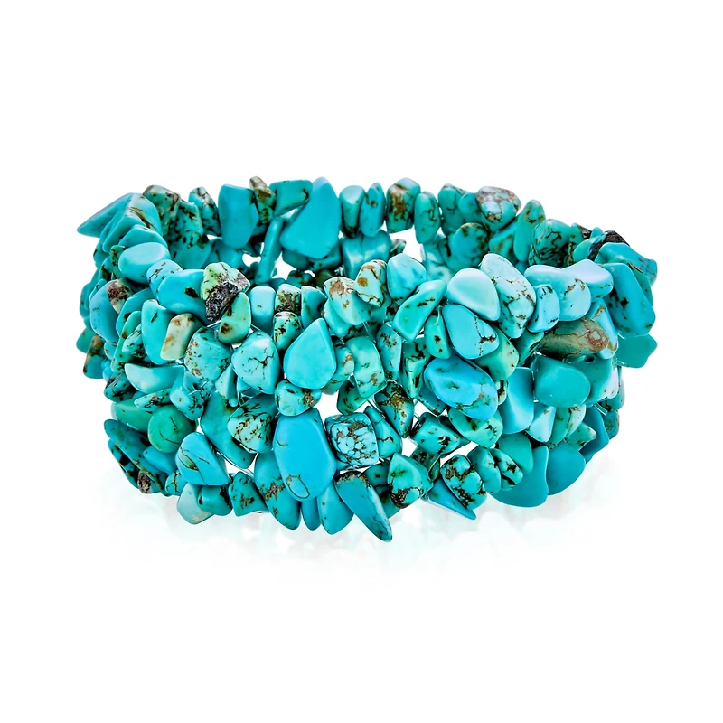 Bling Jewelry Large Natural Stones Cluster Multi Strand Collar Necklace & Stretch Bracelet Set