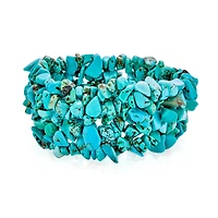 Bling Jewelry Large Natural Stones Cluster Multi Strand Collar Necklace & Stretch Bracelet Set