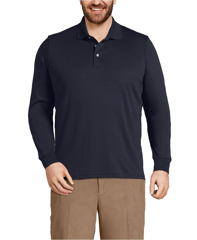 Lands' End Big & Tall Long Sleeve Super Soft Supima Polo Shirt