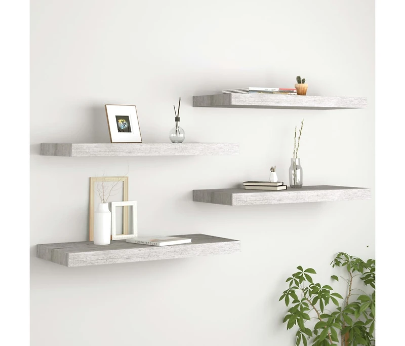 Floating Wall Shelves 4 pcs Concrete Gray 23.6"x9.3"x1.5" Mdf