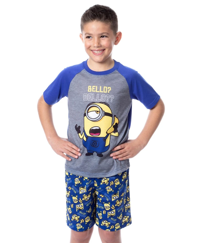 Despicable Me Big Boys Minions Bello? Raglan 2-Piece Pajama Short Set