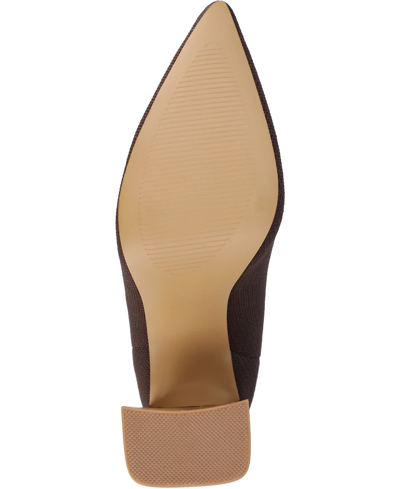 Journee Collection Women's Noralinn Knit Stacked Flared Heel Dress Booties