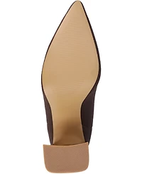 Journee Collection Women's Noralinn Knit Stacked Flared Heel Dress Booties