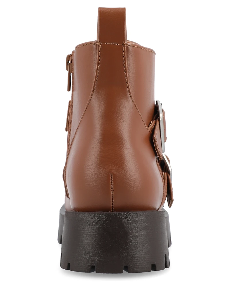 Journee Collection Women's Maebry Lug Sole Buckle Booties