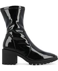 Journee Collection Women's Icelyn Flexible Patent Faux Leather Lug Sole Boots