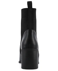 Journee Collection Women's Harlowe Chelsea Knit Block Heel Booties
