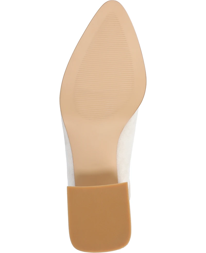 Journee Collection Women's Consuello Two Tone Pointed Toe Block Heel Booties