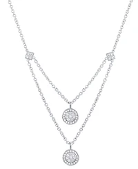 Diamond Halo Cluster Layered Pendant Necklace (1/4 ct. t.w.) in Sterling Silver, 16" + 2" extender