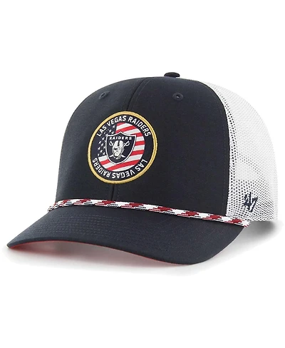 Men's '47 Brand Navy, White Las Vegas Raiders Union Patch Trucker Adjustable Hat