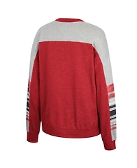 Women's Colosseum Crimson, Heather Gray Alabama Crimson Tide Baby Talk Pullover Sweatshirt