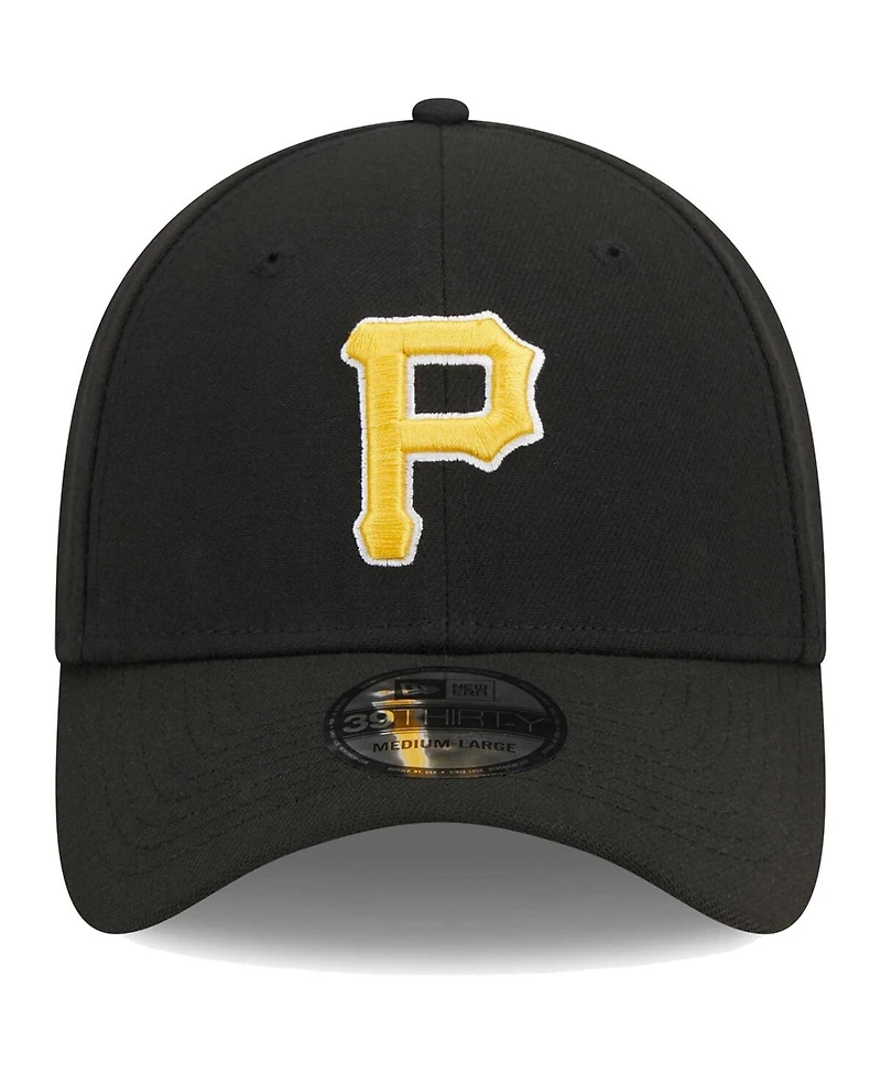 Men's New Era Black Pittsburgh Pirates Logo 39THIRTY Flex Hat