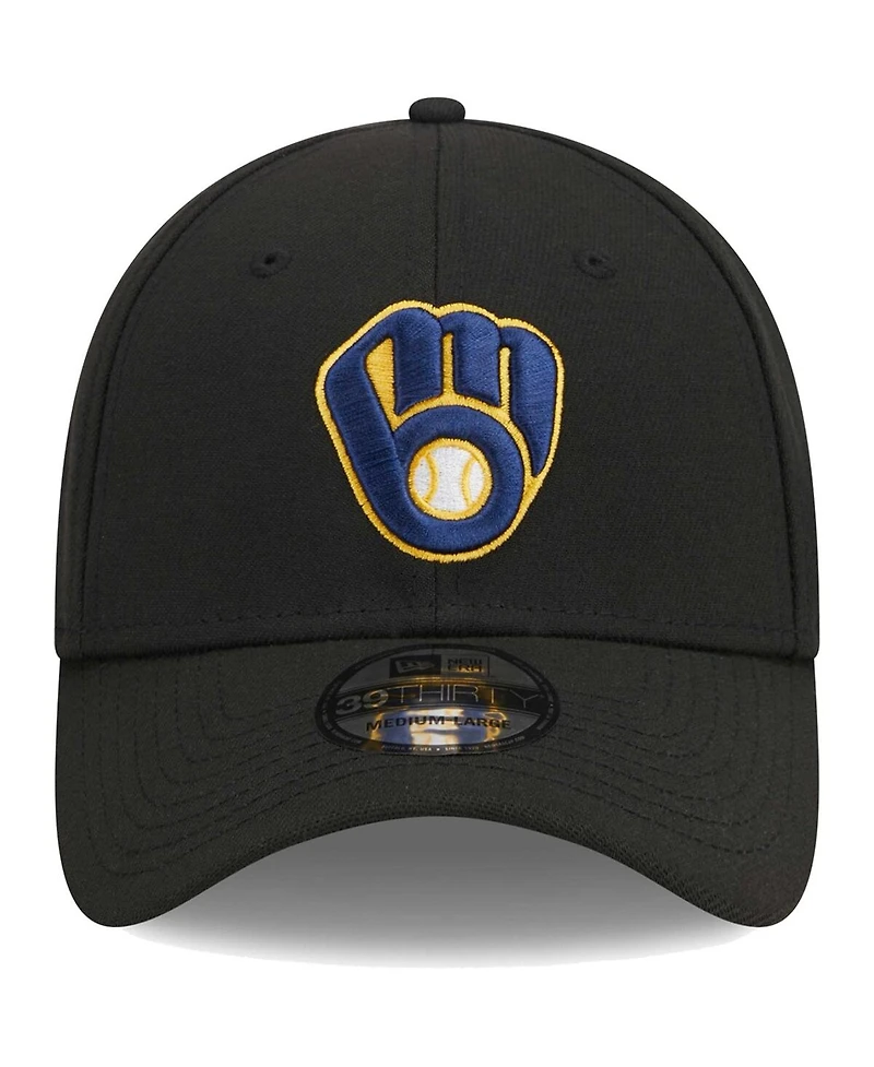 Men's New Era Black Milwaukee Brewers Logo 39THIRTY Flex Hat