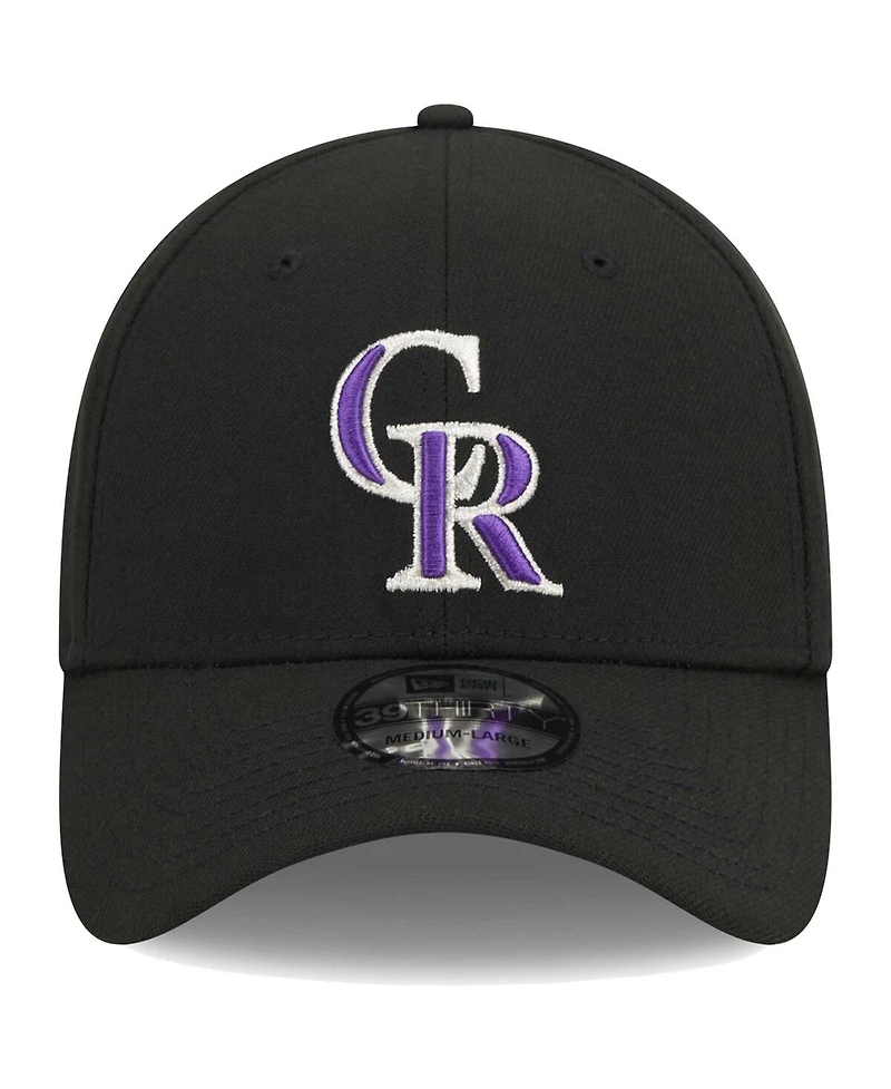 Men's New Era Black Colorado Rockies Logo 39THIRTY Flex Hat