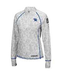 Women's Colosseum White Kentucky Wildcats Oht Military-Inspired Appreciation Officer Arctic Camo Fitted Lightweight 1/4-Zip Jacket
