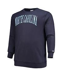 Men's Champion Navy North Carolina Tar Heels Big and Tall Reverse Weave Fleece Crewneck Pullover Sweatshirt