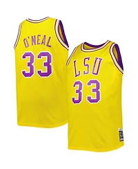 Men's 1990/91 Mitchell & Ness Shaquille O'Neal Gold Lsu Tigers Big and Tall Swingman Jersey