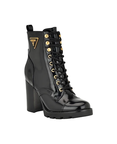 Guess Women's Neadyn Heeled Lug Sole Lace Up Hiker Booties